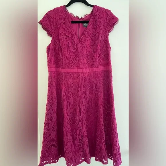 Adrianna Papell | Dresses | Adrianna Papell Dress Size 6 Purple Lace  Embroidered Sheath | Poshmark